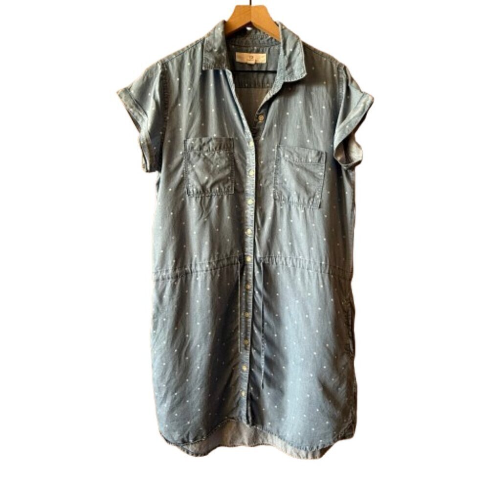 Women's L Thread & Supply Star Print Chambray Mini Shirt Dress
